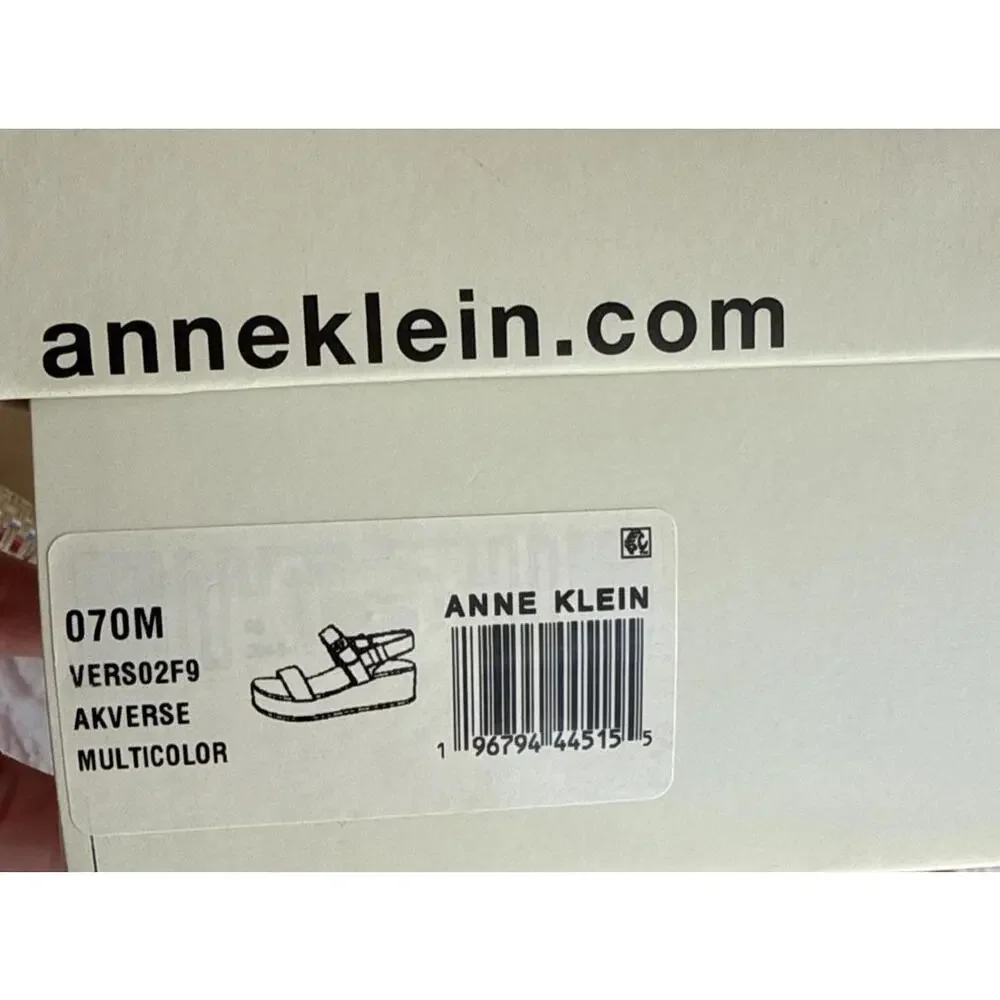 Anne Klein AKVerse Multicolor Platform Sandal Rafia 7M NIB